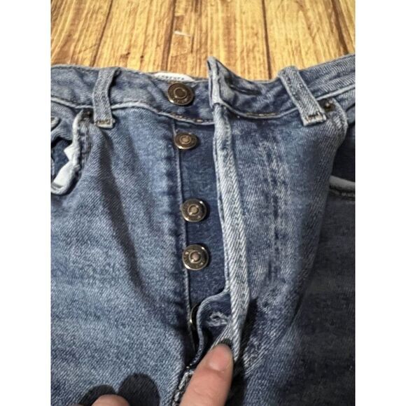 Forever 21 Womens Jeans Button Fly High Rise Straight Leg Blue Denim - Picture 2 of 10